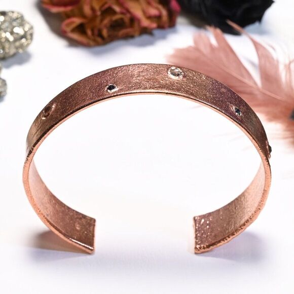 Blue and Silver Swarovski Crystal Copper Cuff Bracelet - Picture 5 of 5